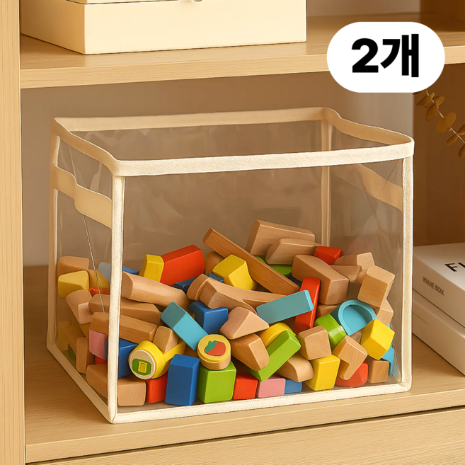 리치라라 안전한 투명사각 장난감 수납정리함 소형, 2개