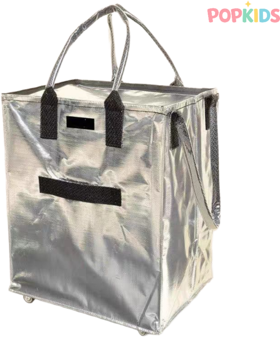 팝키즈 접이식 롤링 캐리어 대용량 장바구니, 1개, 실버