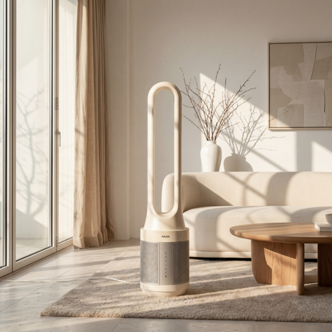[물로 싹 씻어 쓰는]한경희 날개없는선풍기 거실 아기방 헤드분리형 공기청정 분리세척 리모컨 BLDC, HAN-NF5000