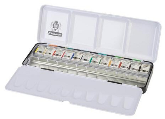 쉬민케 아카데미 수채물감 고체물감 12색 메탈케이스 세트(GS75782097), 단품