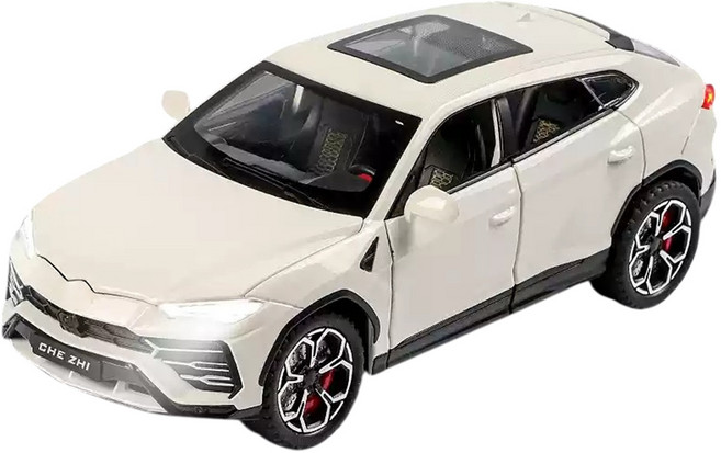 다이캐스트 금속 1:24 람보르기니 우루스 슈퍼카 SUV 합금 풀백 자동차 모형, 1개, 화이트