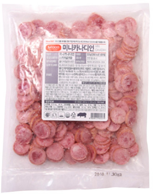 에쓰푸드 미니 카나디언 500g 신선 돼지고기 원료 피자 한식 토핑 햄, 1개