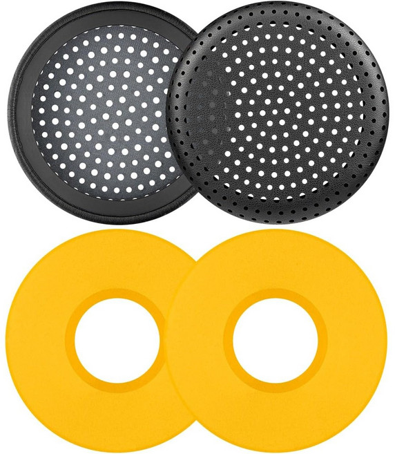 SOULWIT 교체용 이어패드-호환 모델 그라도 Grado GS1000/GS1000i/GS1000e/GS2000e/PS1000/PS1000e 헤드폰 이어쿠션 고밀도 폼 1쌍, Protein Leather, Yellow, 1개