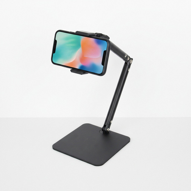 플러스 원복 스탠드 태블릿 핸드폰 거치대 수직촬영거치대 촬영스탠드 침대 휴대폰 거치대, 1개, 블랙