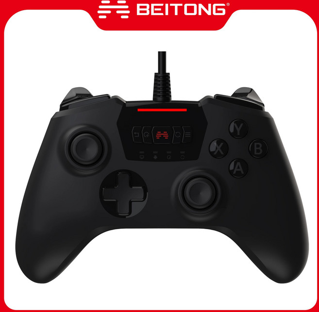 BEITONG 스파르타 2 PC 게임 컨트롤러 윈도우 7 8 10 안드로이드 TV 게임용 듀얼 진동 모터 3 기어 주파수 터보 기능, 1개, 1.Wired White
