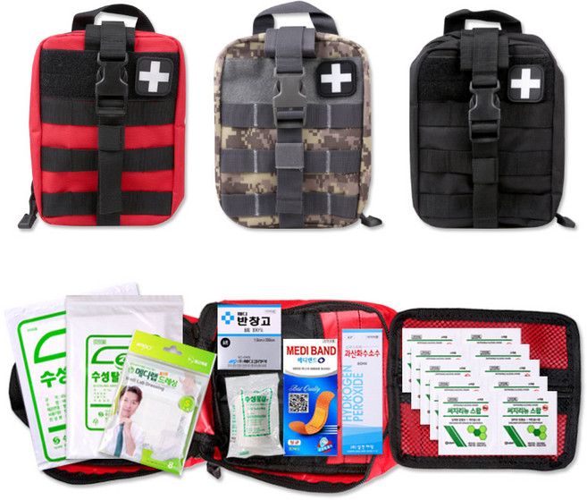 휴대용 구급약품 가방 8종 세트 응급파우치, 블랙, 1세트
