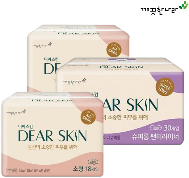 디어스킨 소형18개입X2개 +디어스킨 라이너30개입, 3개