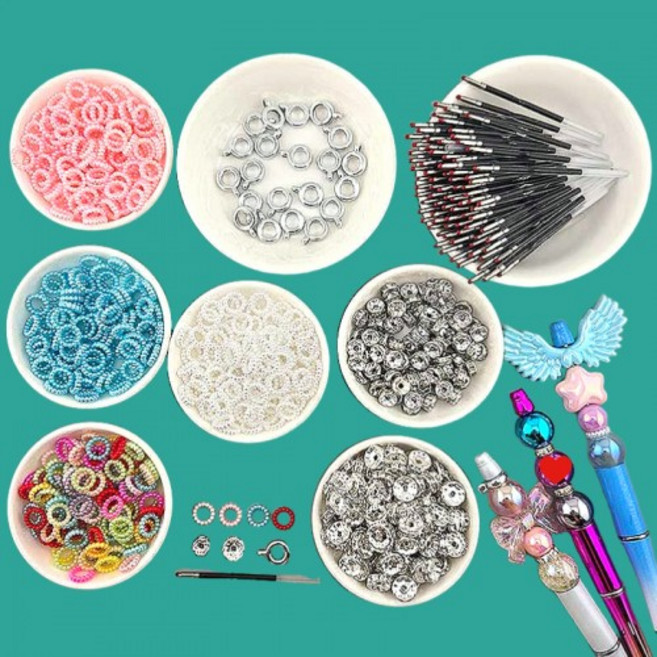 비즈톡 [BG-9-00]볼꾸 볼펜꾸미기 펜꾸 꾸미기재료 볼꾸부자재 볼펜심 연장대 고리링 론델 진주링 모음