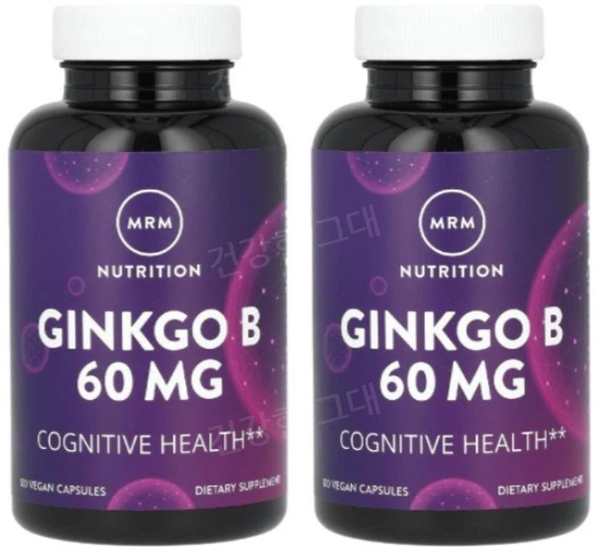 MRM Ginkgo B 징코 비 60mg 120캡슐 2개 은행나무잎추출물, 120정 - 쿠팡