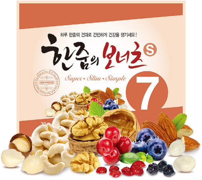 아몬드7 하루견과 한줌의 보너츠 S7 20g 25봉 단품 (낱봉), 25개