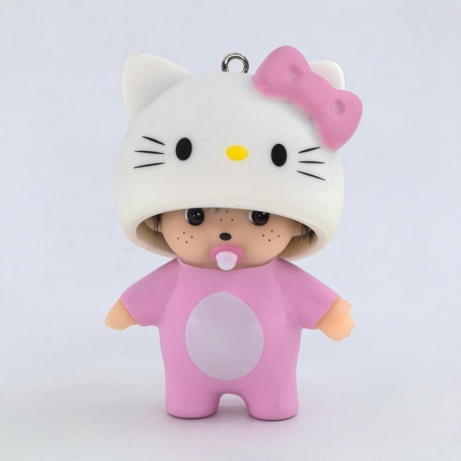 몬치치 키티 모자 아기 인형 키링 가방 에어팟 자동차 키홀더, 1개, 서있는키링