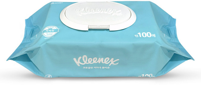 크리넥스 코튼클린 저자극 대용량 물티슈 100매 1개, 40g