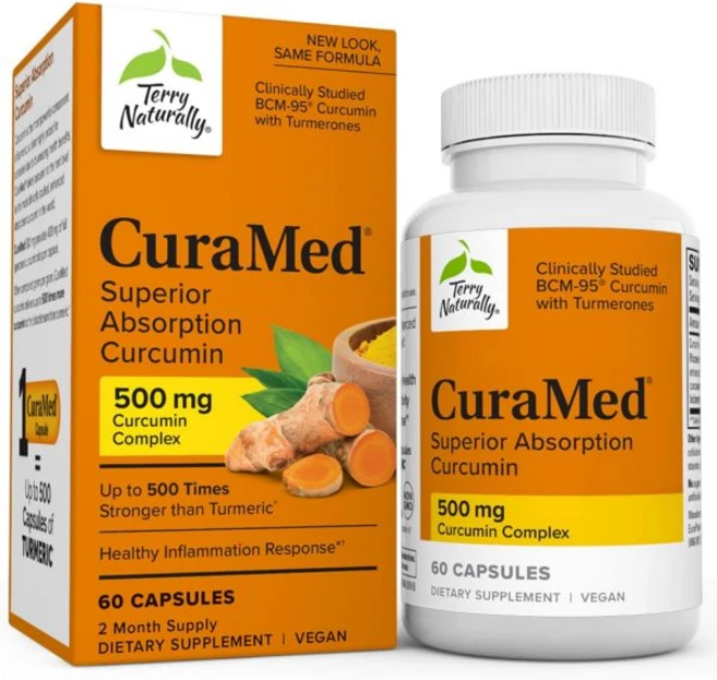테리 내추럴리 큐라메드 500mg 커큐민 캡슐 Terry Naturally CuraMed Curcumin, 1개, 60정 - 쿠팡