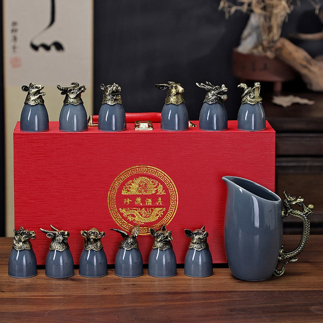 고량주잔 술 수정방 술잔세트 스트레이트 순홍색 다이아 연태주 술수정방 고량주, 붉은색 구릿빛 제람, 1개