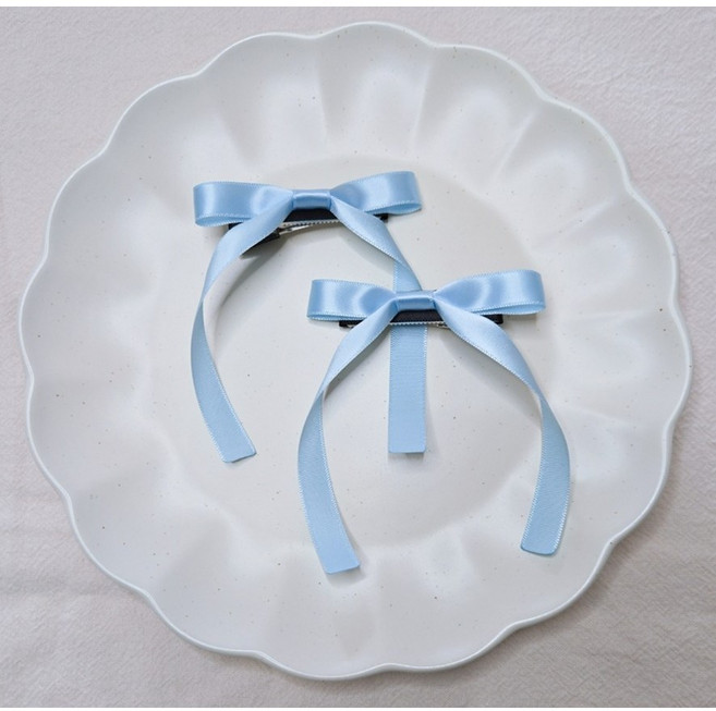 [라라머리핀] 반짝 발레 코어 리본핀 긴꼬리여아 머리핀 2개 세트