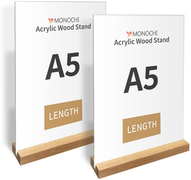 모노치 아크릴 원목스탠드 액자 2개, 일자형 사각우드 세로형