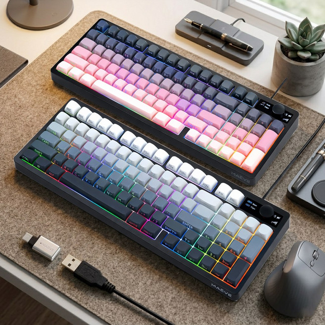 메이브 무소음 게이밍 키보드 파스텔톤 저소음 사무용, 그레이, MV-K1