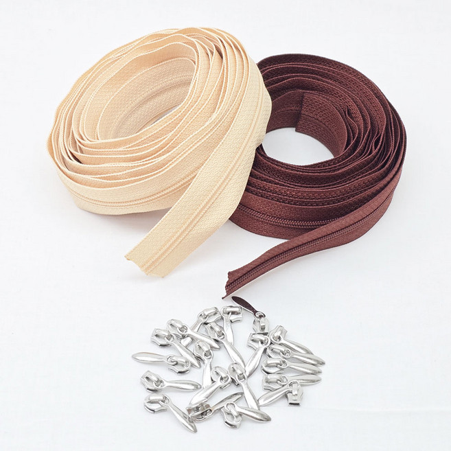 3호 롤지퍼 4.5M (눈물슬라이드 20개), 2개, 베이지+브라운