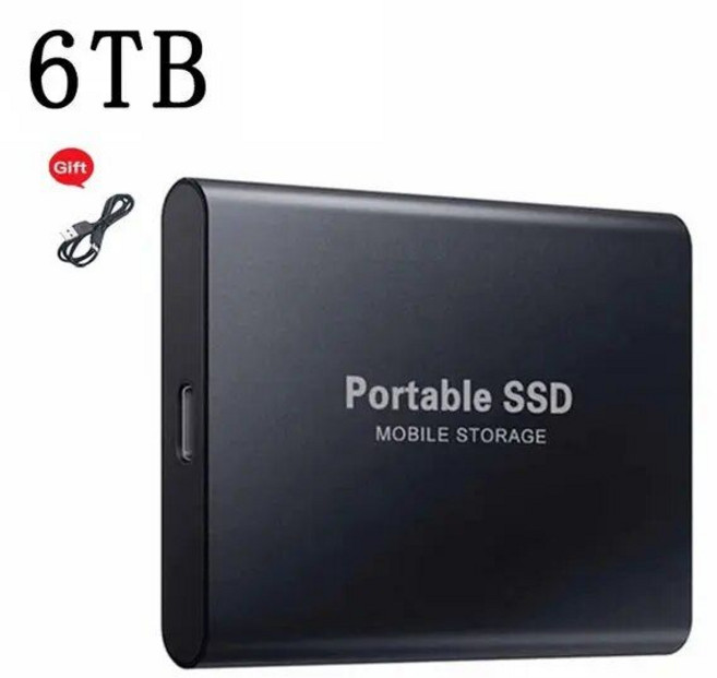 샤오미 Mijia 휴대용 USB 3.1 노트북용 외장 하드 드라이브 C타입 M.2 SSD 500GB 1TB 2TB 플래시 8TB 디스크, 6TB Black