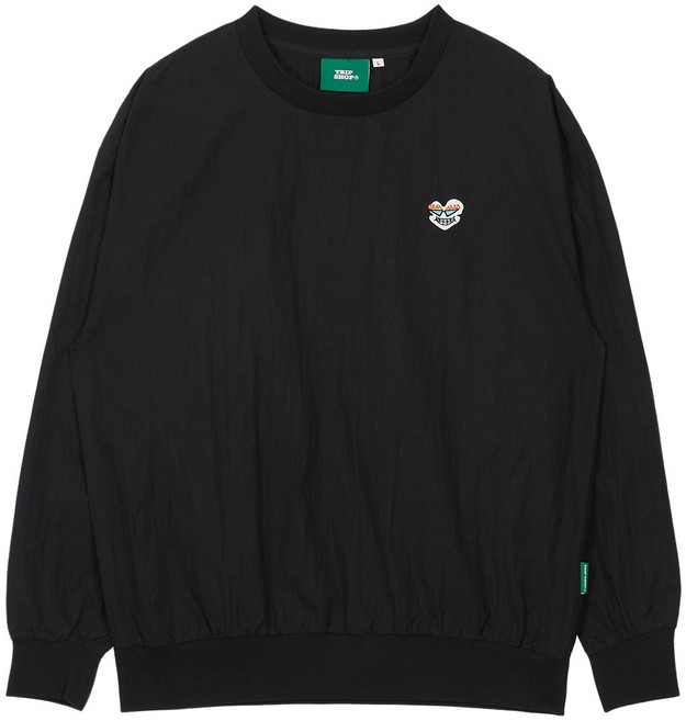 먹보 우븐 맨투맨 (T31122S) 스트릿 공항패션 골프 바람막이 러닝 BLACK L