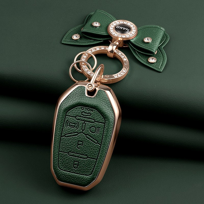 HAKO 소프트 가죽TPU 차키케이스+나비키링 (쌍용/KG 5버튼호환), SS-03, 그린