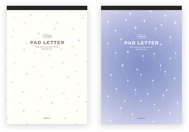 핑크풋 위시 패드 편지지 2종 세트, 화이트, 퍼플, 1세트