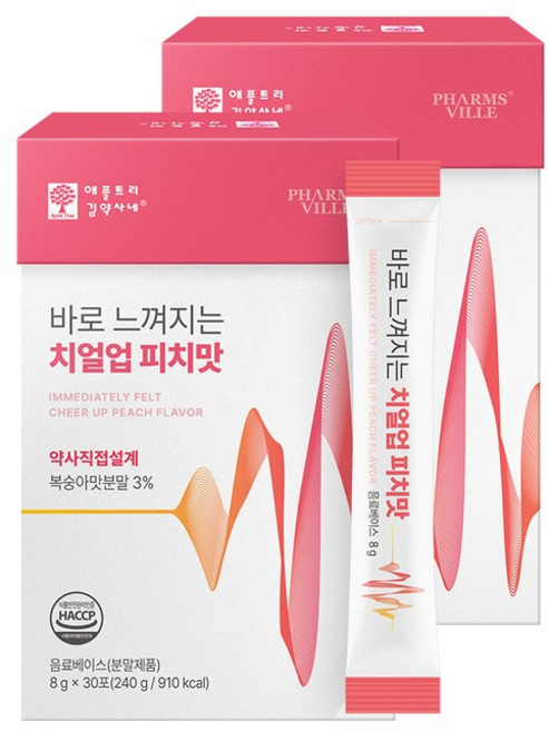 팜스빌 바로 느껴지는 치얼업 피치맛 2박스(60회분) 포도당 전해질 수분보충 포션