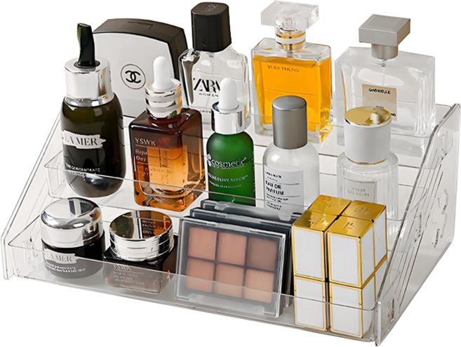 코지메이트 계단식 화장품 정리함 3단, 투명, 1개