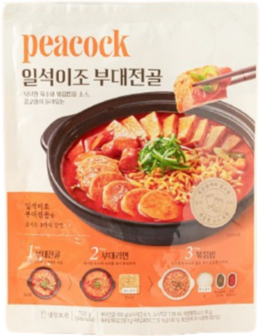 피코크 일석이조 부대전골 수량 냉동, 2개, 753g