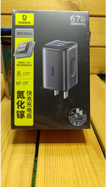 Baseus 倍思 第3代 氮化鎵 充电器 2C U 65W 第6代 氮化鎵 2C 2U 100W 大功率, 67W-黑色, 1個