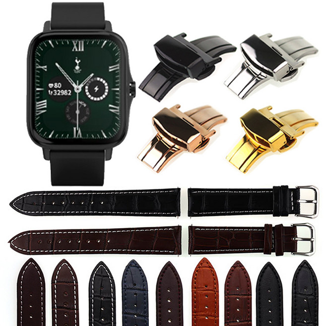 토트넘 훗스퍼 스마트워치2 AOZ-SW411 가죽 시계줄 버클 교체밴드, 04.GE04A20BR 레드브라운, 1개