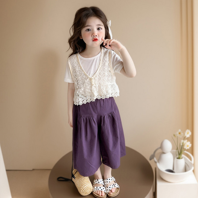 밀크봉봉 센풍 여름 여아 아동 레이스 베스트 3종 세트