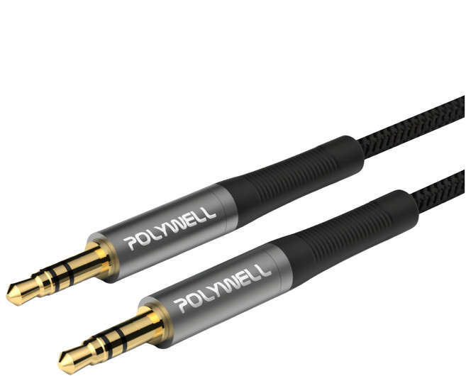 POLYWELL 3.5mm AUX立體聲音源線 公對公 3極 音頻線, N, 1條