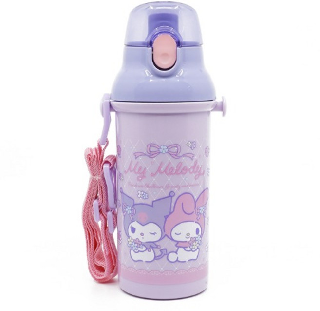 산리오 마이멜로디 쿠로미 어깨끈 원터치 물통 480ml, 1개, 퍼플