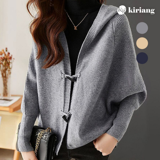 키리앙 키리앙 니디 가오리핏 후드 니트 가디건