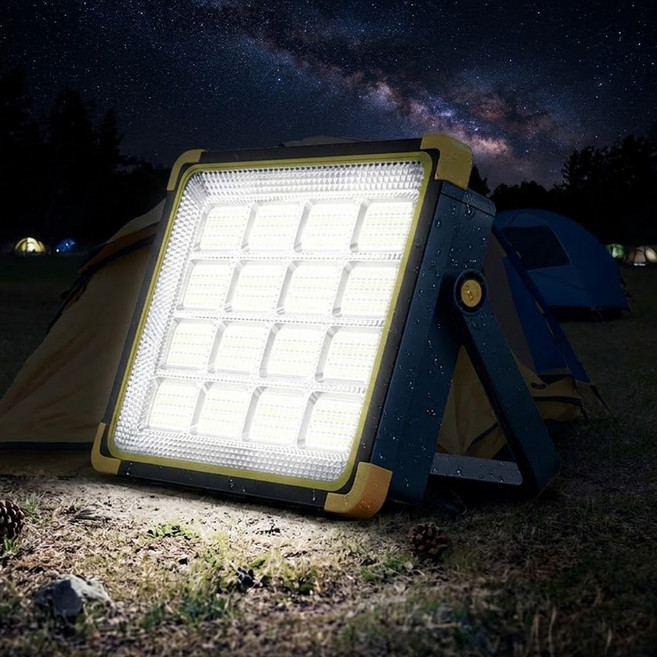 대형 충전식 LED 캠핑 랜턴 태양열 USB-C 야외 작업등, 1개, 블루블랙