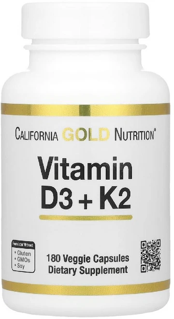 비타민D3K2(MK-7) 비타민디 비타민케이 180캡슐 캘리포니아골드뉴트리션, 180정, 1개 - 쿠팡