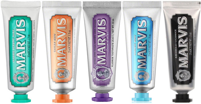 마비스 치약 25ml 5종세트 스트롱민트 자스민민트 시나몬민트 아마렐리리코스 진저민트, 1개