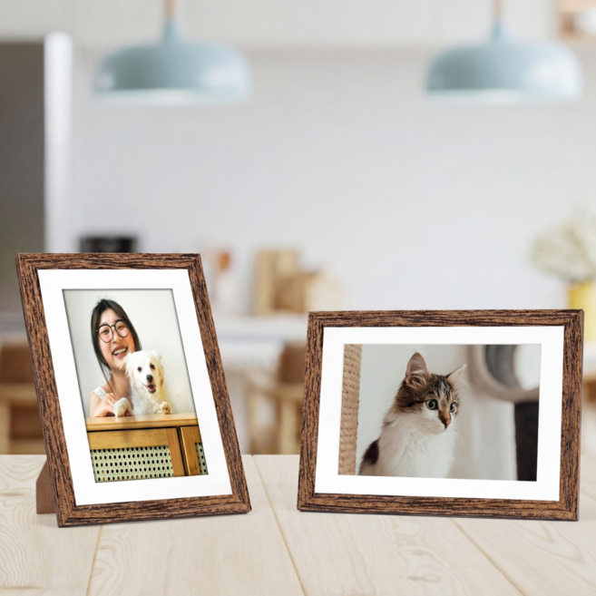 매트액자 인테리어 액자 프레임 사진액자 결혼식 본식 돌잔치 탁상용 벽걸이, 1개, 브라운
