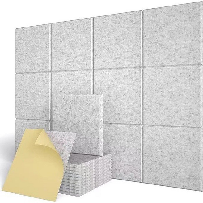 델리리움 소음 흡수 정사각형 접착식 현관문 방음 흡음재 300 x 300 x 9 mm, 12개, 라이트 그레이