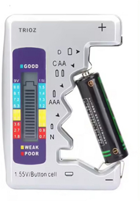 트리오즈 배터리 잔량 측정기 건전지 테스터기, 1개, 실버