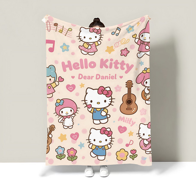 헬로키티 귀여운 플란넬 담요 캐릭터 낮잠 담요 사무실 숄 무릎담요 에어컨 담요