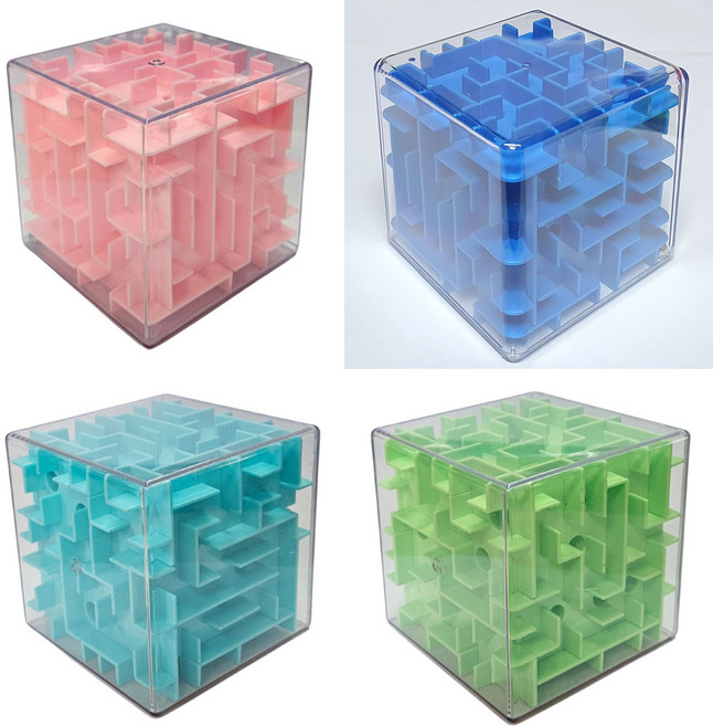 3D입체 미로찾기퍼즐 2종류 4색상/ 정6면체 피라미드 5면체 미로퍼즐 게임놀이완구 어린이선물 게임완구 순발력 지능개발 게임완구장난감, 4색상, 1세트, 1피스