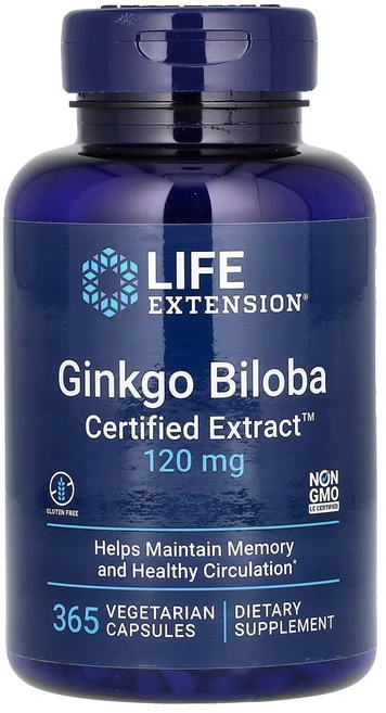 라이프익스텐션 징코 ginkgo 120mg 365캡슐 은행 잎 추출물 락톤 테르펜, 365정, 1개 - 쿠팡
