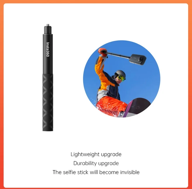 인스타360 114cm 투명 셀카봉 (X4/X3 / ONE RS GO 3S X2 R 액션 카메라 액세서리), 01 114cm back