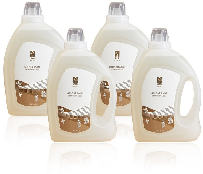 숲바른 아기 유아 대용량 세탁세제 2.8L, 4개