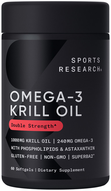 SPORTS RESEARCH Superba2磷蝦油蝦紅素軟膠囊 1000mg, 60顆, 1罐
