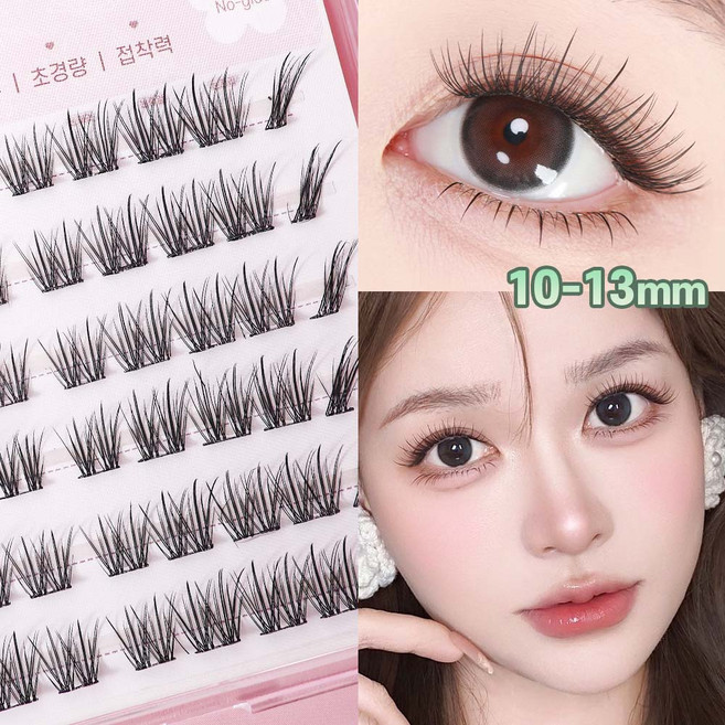 Binmei 초경량 노글루 속눈썹 데일리 얇은 자연스러운 속눈썹 풀없이 붙이는 속눈썹 재사용가능, 1개, 와일드