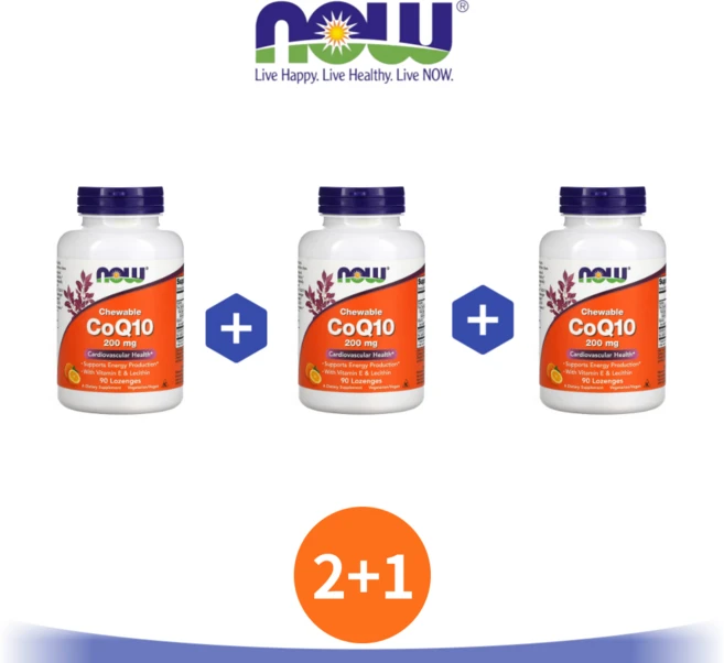 나우푸드 츄어블 코큐텐 CoQ10 200 mg 90정 코엔자임 Q10 비타민E 3세트, 3개 - 쿠팡