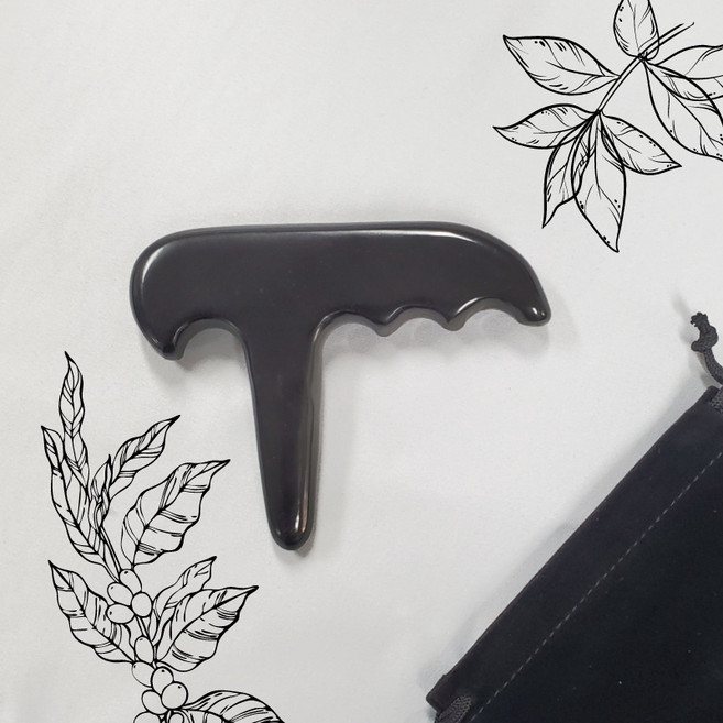 두피 괄사 마사지기 관자놀이 얼굴 윤곽마사지 흑요석 데꼴드스톤, 1개